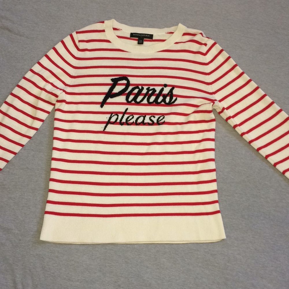 Red striped “Paris please” Sweater-Banana Republic